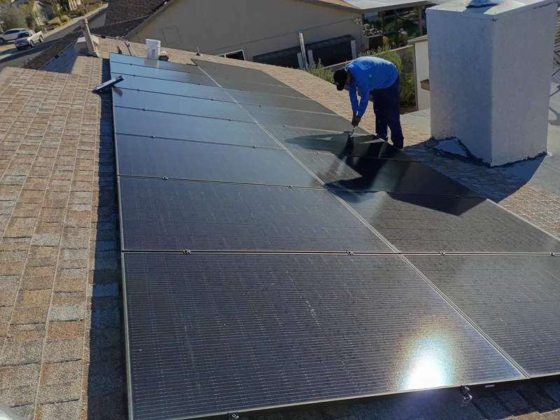 Blueprint Home Services crew installing solar panels on Tucson home